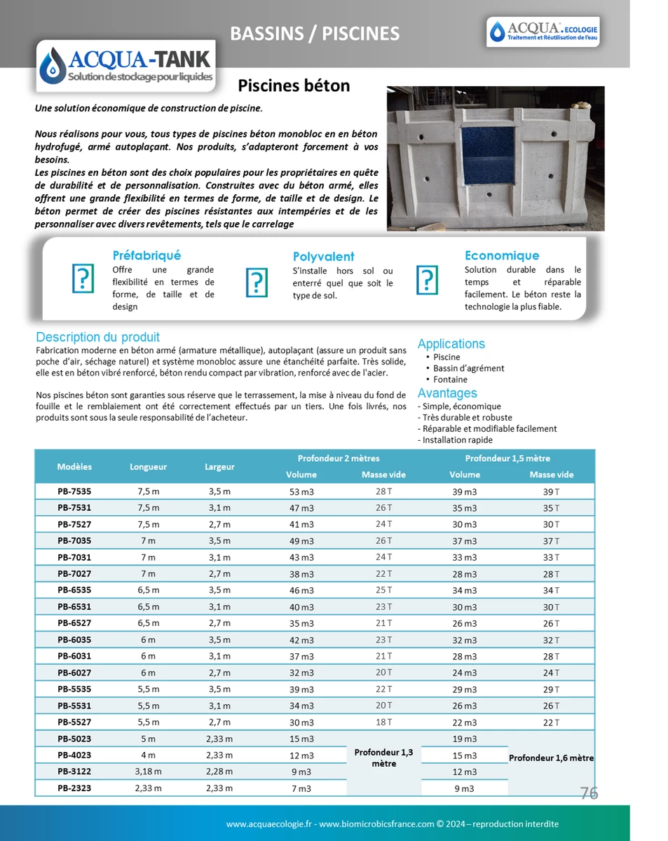 ACQUA-TANK : Piscines béton